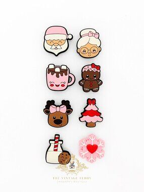 Adorable Kids Shoes Charms for Crocs Style Clogs Little Girls Christmas Set of 8